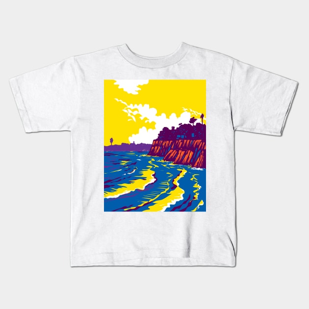 Campus Point Beach on Lagoon Road Isla Vista California WPA Poster Art Kids T-Shirt by retrovectors